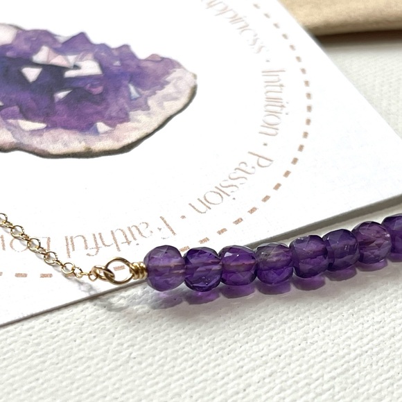NWT Genuine Amethyst 14K Gold-Fill Dainty Chain Necklace February Birthstone - Picture 5 of 6